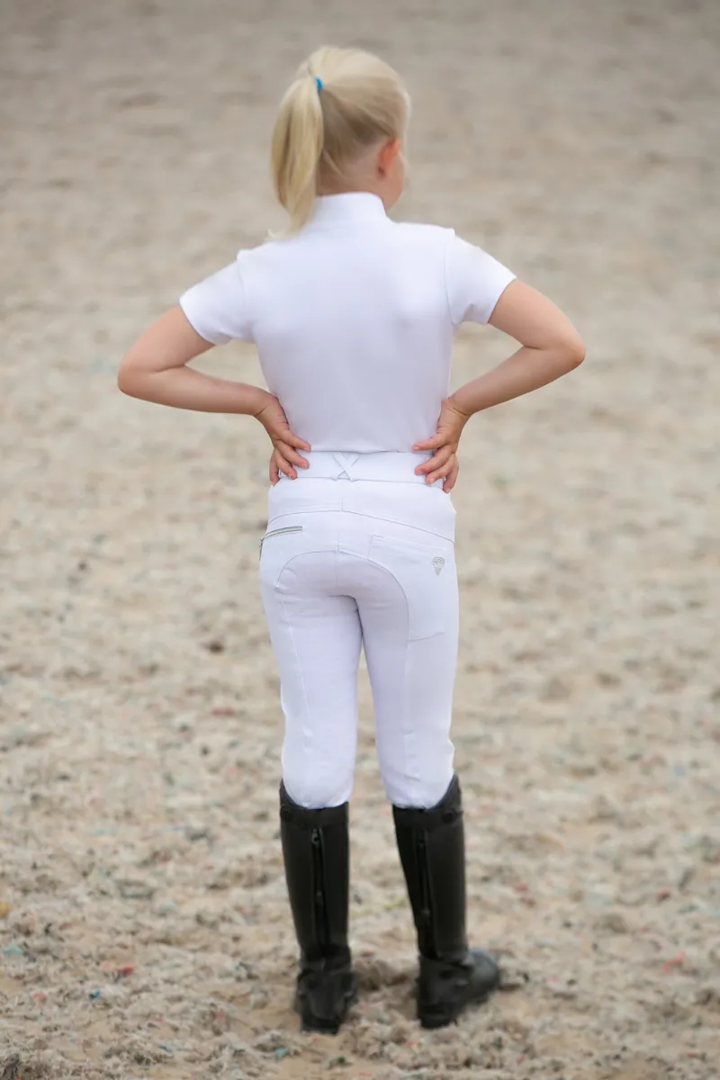 Hy Equestrian Cadiz Mizs Competition Breeches - White/Silver-1